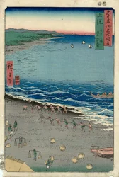 Provincia de Kazusa: Bahía de Yasashi, nombre común: Kujukuri